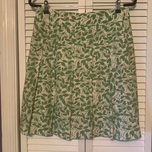 J Crew Pleated Summer Skirt, Green and White Floral